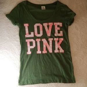 Pink army green with coral pink tie dyed letters